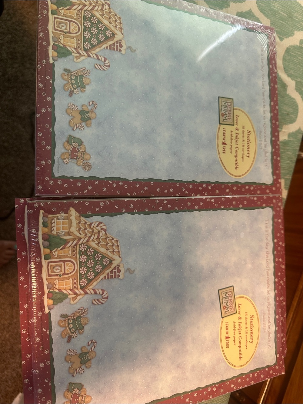 Holiday Gingerbread Stationery Set - Festive Red & Light Blue